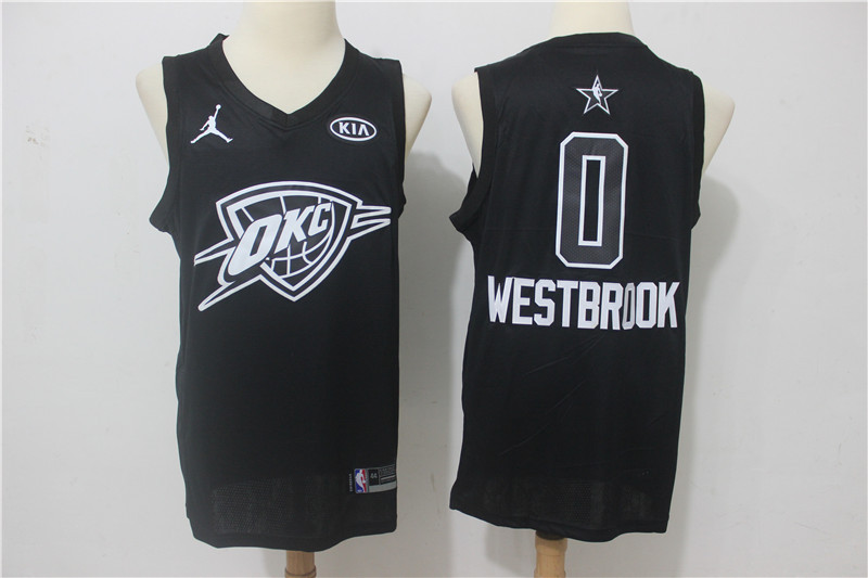 Men Oklahoma City Thunder #0 Westbrook Black 2108 All Stars NBA Jerseys